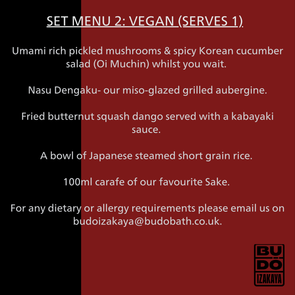 Budo's set menu 2 - vegan