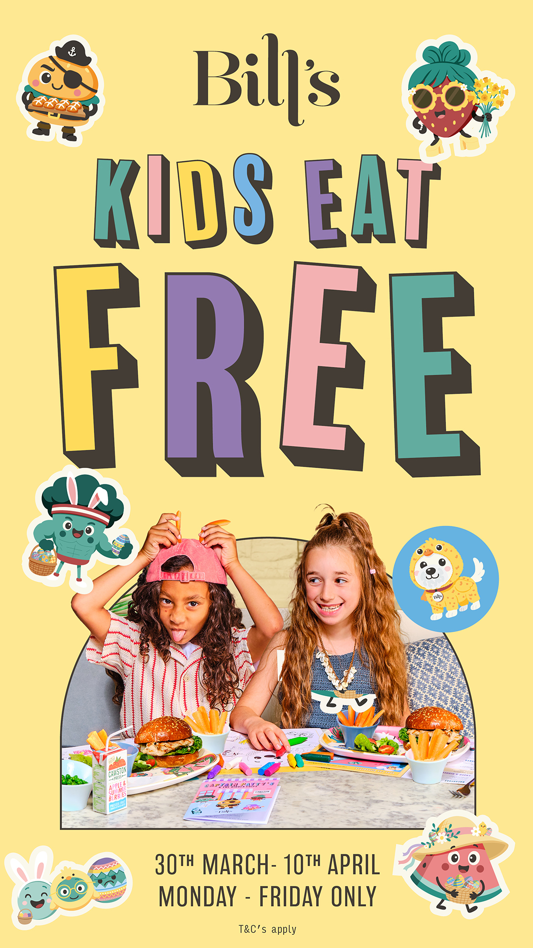 Kids eat free poster